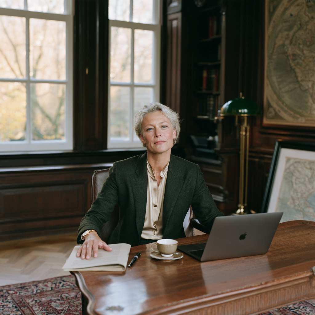 Financieel directeur aan haar bureau met laptop en notities
